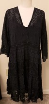 Johnny Was Black Bluebelle Embroidered  Dress with Slip Sz-XL - $229.97