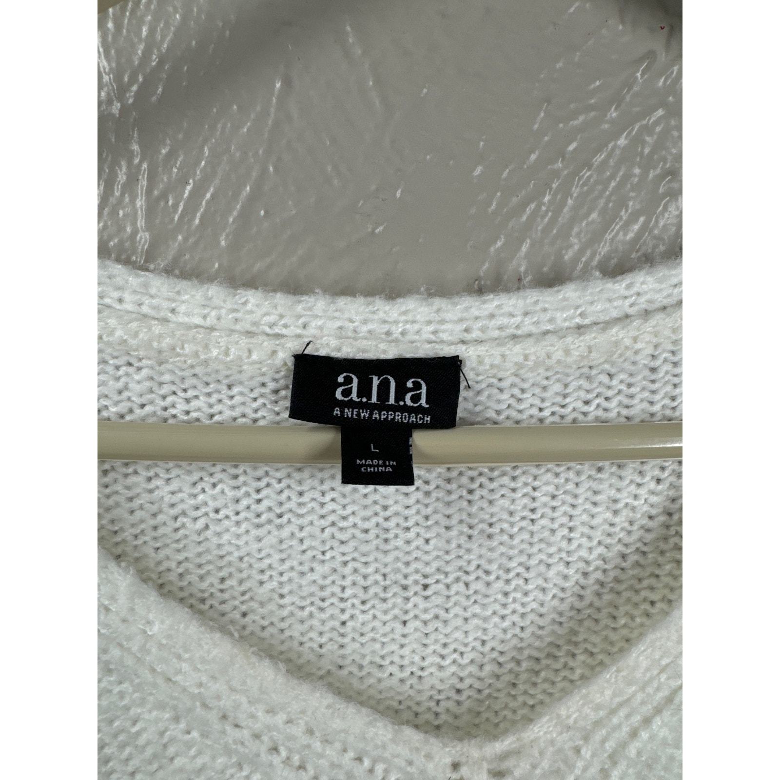 ANA A New Approach Sweater Off White Ivory V Neck Womens Size Large  Item image 2