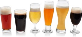 Beer Glasses Set Glassware Mugs Tumblers Drinking Craft Beverage Clear Set Of 6 - £46.76 GBP