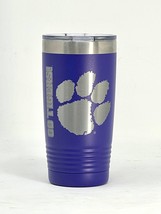 Clemson PAW Purple 20oz Double Wall Insulated Stainless Steel Tumbler Gr... - £19.54 GBP