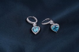 4Ct Heart Cut Lab-Created Blue Topaz Drop Dangle Earring 14K White Gold ... - $156.79