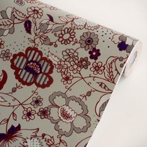 Romantic Garden Gray - Vinyl Self-Adhesive Wallpaper Prepasted Wall Stickers Wal - £19.77 GBP