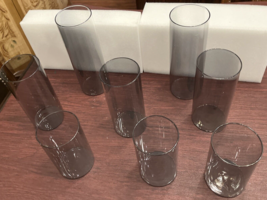 8pcs Different Sizes Cylinder Vases for Centerpieces Grey Glass Candle Holders - £36.32 GBP