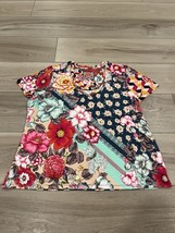Johnny Was Nellie Patchwork Multicolor Short Sleeve Favorite T-Shirt Top... - $1,325.10 MXN