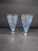 Fostoria Versailles Azure Blue Depression Glass Footed 10 oz. Iced Tea G... - £91.85 GBP