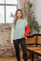 Sew In Love Full Size Color Block Drop Shoulder Sweater - £16.67 GBP