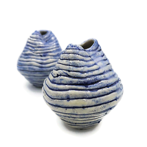 Blue Handmade Ceramic Vase Textured  Irregular Shaped Pottery Abstract Sculpture - £55.80 GBP+