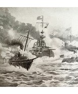 Naval Battle Manila Bay Spanish American War1899 Victorian Print DWV7C - $40.99 CAD