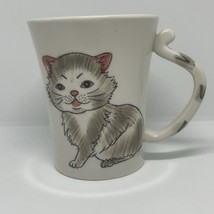 Pier 1 Imports Double Sided Huge Gray Kitten Tail Handle Coffee Mug tea ... - $15.59