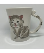 Pier 1 Imports Double Sided Huge Gray Kitten Tail Handle Coffee Mug tea ... - $287.30 MXN