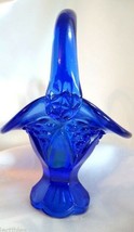 Fenton Art Glass New 2010 Mini Cobalt Blue Footed Basket MIB 4346KN - $37.50