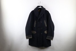 Vtg 40s 50s Rockabilly Mens XL Distressed Heavyweight Wool Leather Coat USA - £467.38 GBP