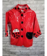 Girls Kidorable Ladybug Rain Jacket 5/6 Red Black Polka Dot Coat Hoodie ... - $381.30 MXN