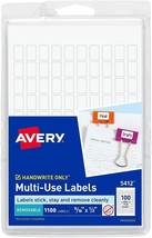 Avery 05412 Removable Multi-Use Labels, 5/16-Inch x 1/2-Inch , White, 10... - £12.45 GBP