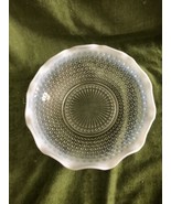 White Rimmed Bubble Clear Glass Bowl Vintage - £19.35 GBP