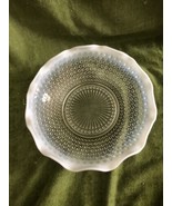 White Rimmed Bubble Clear Glass Bowl Vintage - $24.75