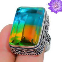Bi-Color Tourmaline Gemstone 925 Silver Ring Handmade Jewelry Ring All Size - £5.80 GBP