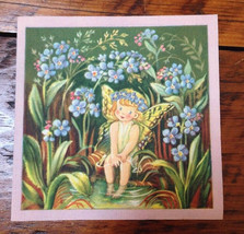 Vintage 40s Brownie Baby Fairy Angel Butterfly Wings Pixie Blank Greetin... - $24.99