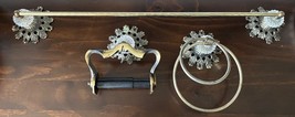 Antique Brass Crystal Ornate Bath Hand Towel Toilet Paper Holder Set Bat... - $1,112.91 MXN