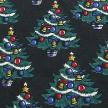 American Tradition Christmas Tree Ornament Black Green Silk Necktie Tie XO-380 - £12.59 GBP
