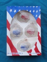 Rauch America the Beautiful Glass Ornaments, Patriotic Red Blue Clear FREE SHIP - £9.74 GBP