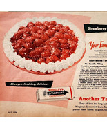 1956 Wrigley&#39;s Chewing Gum Advertisement Strawberry Noodle Pie Recipe DWQQ2 - £15.87 GBP