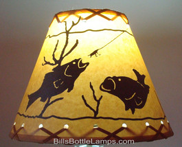 FISH Table Light Cabin Cottage LAMP SHADE Clip-On Bulb Style 9&quot; inch Lac... - $33.24