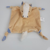Baby Ganz Collection Tan Brown Horse Pony Security Blanket Knot Blue Gingham - £63.31 GBP