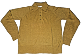 Vintage 60-70s Cranbrook Mens medium 3/4 button up shirt sweater acrylic mustard - £30.85 GBP