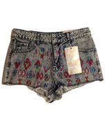 NEW Harmony &amp; Havoc High Waist Embroidered Tribal Cut Off Festival Short... - $14.99