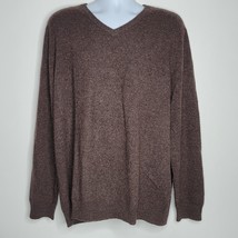 Cashmere Sweater Mens XL Brown V-Neck Knit Pullover 100% Club Room Luxury - $26.99
