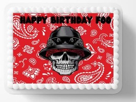 Homeboy Skull Happy Birthday Foo Happy Birthday Cholo Edible Cake Toppe ... - $16.47