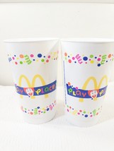 Vintage McDonalds Play Place SET 2 Plastic Drinking Cups 1995 90s colorf... - £13.40 GBP