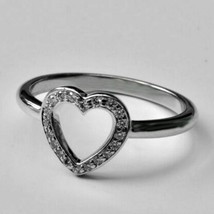 1/4 Ct Round Simulated Diamond 14CT White Gold Plated Open Heart Promise Ring - £59.81 GBP