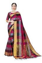 Damen Banarasi Baumwolle Seide Saree mit Bluse Stück Sari - £8.18 GBP