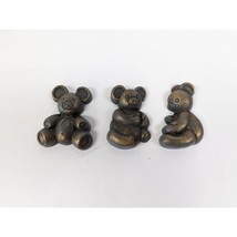 Homco 2 1/2" Teddy Bear Wall Plaques 3 Piece Blue & Gold Antiqued Finish #7505 - $9.96