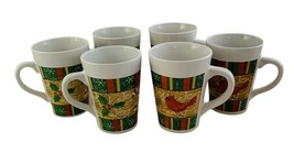 Royal Norfolk 6 Coffee Mug Cup Tea Christmas Cardinal Tree Candy Cane Holly - $32.06