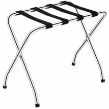 Foldable Luggage Rack Chromed Metal Suitcase Stand Holder Shoes Shelf Home Hotel - £67.93 GBP