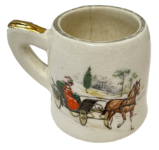 Vintage England Lady Carriage Horse Hand Painted Souvenir Cup Gold Trim ... - £11.46 GBP