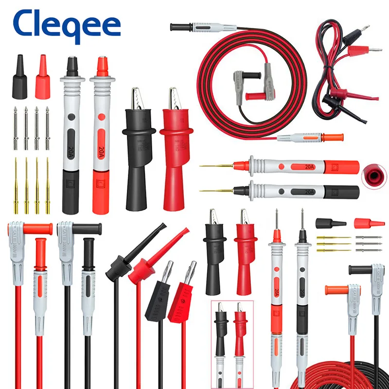 House Home Cleqee P1308B 18PCS Test Lead Kit 4MM Banana A To Test Hook Cable Rep - £38.36 GBP