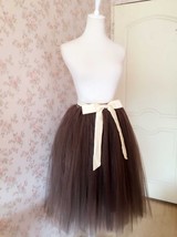 Brown A-line Tulle Midi Skirt Custom Plus Size Ballerina Tulle Skirt image 4