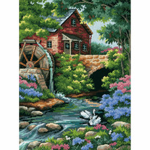 NIP Dimensions Old Mill Cottage Needlepoint Kit-12&quot;X16&quot; UNOPENED FREE SHIP - $22.72