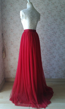 RED Tulle Maxi Skirt Women Custom Plus Size Tulle Skirt Bridesmaid Skirt Outfit image 4