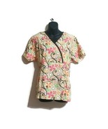 Dickies Women&#39;s Scrub Top Yellow Orange Pink Hearts Flowers - £7.61 GBP