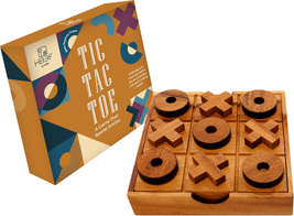 Wooden Tic Tac Toe Game Coffee Tabletop XO Blocks Ideal 5.5 Inch - $20.54