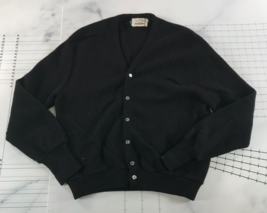 Vintage Robert Bruce Cardigan Sweater Mens Medium Black Fuzzy Grunge Cobain - $98.99