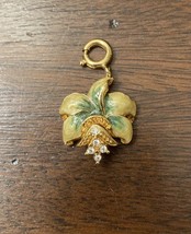 Nolan Miller Charm Orchid Hibiscus Yellow Green With Rhinestones - $16.83