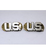 Lot of 2 Silver Tone &quot;U.S.&quot; Collar Pins, United States Military, #JWL-379 - £15.61 GBP