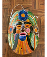 Vintage Handpainted Handmade Terra Cotta Face Mask Mexico Folk Art  - £10.89 GBP
