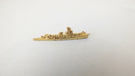 Navy Battleship Lapel Pin Gold Color - Clasp Back - Very Nice 1&quot; Wide - $9.49